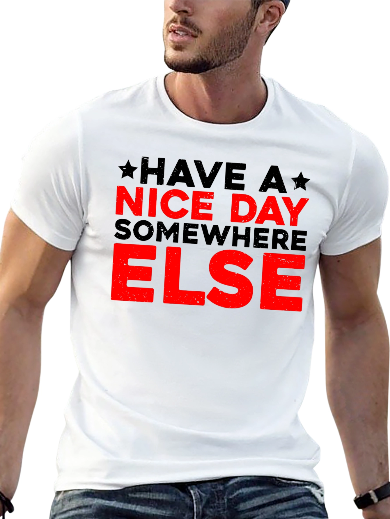 Black Have a Nice Day Elsewhere T-Shirt - Black Humor Tee view 13