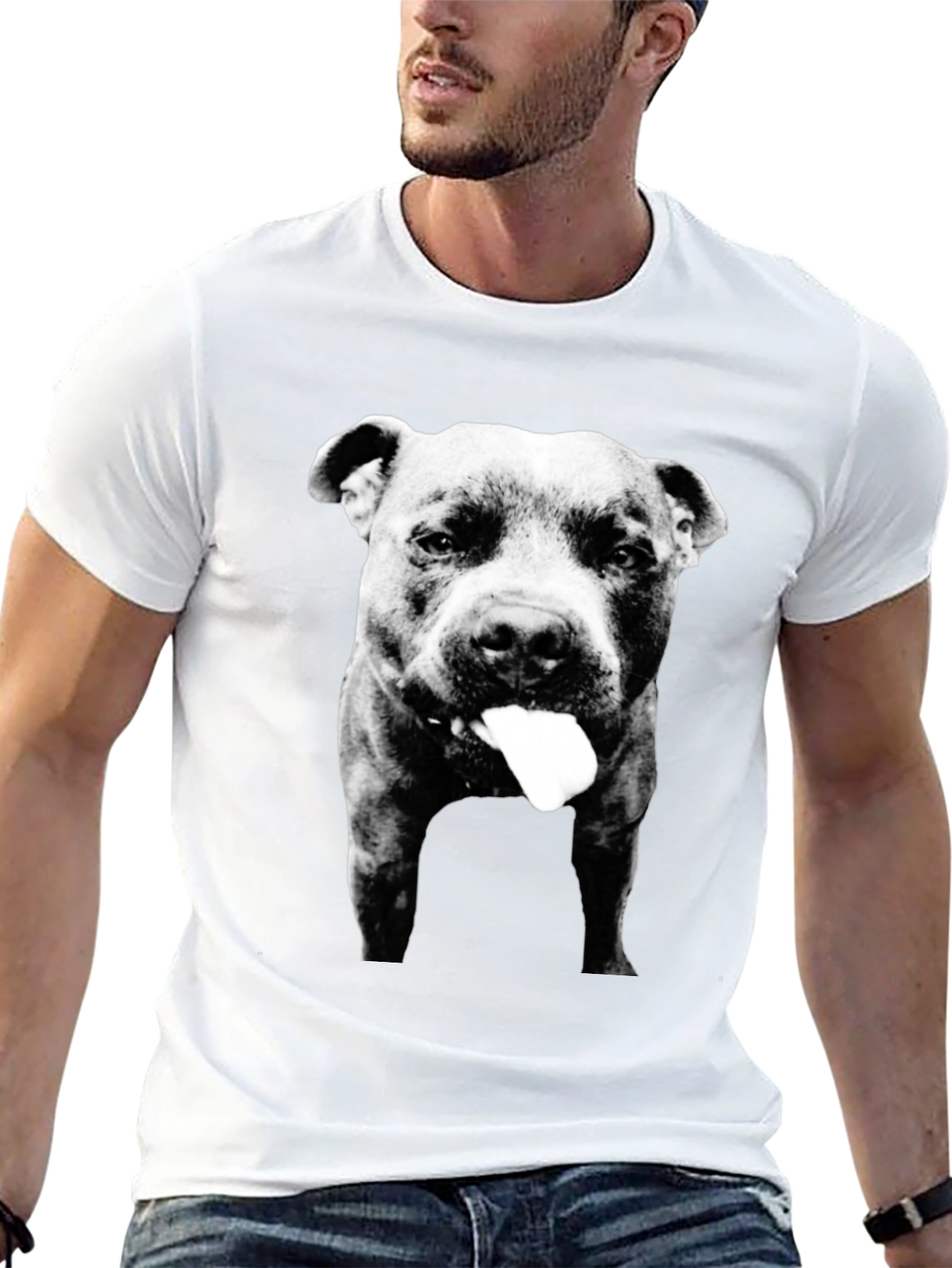 Black Pitbull Tongue Out Graphic Tee view 13