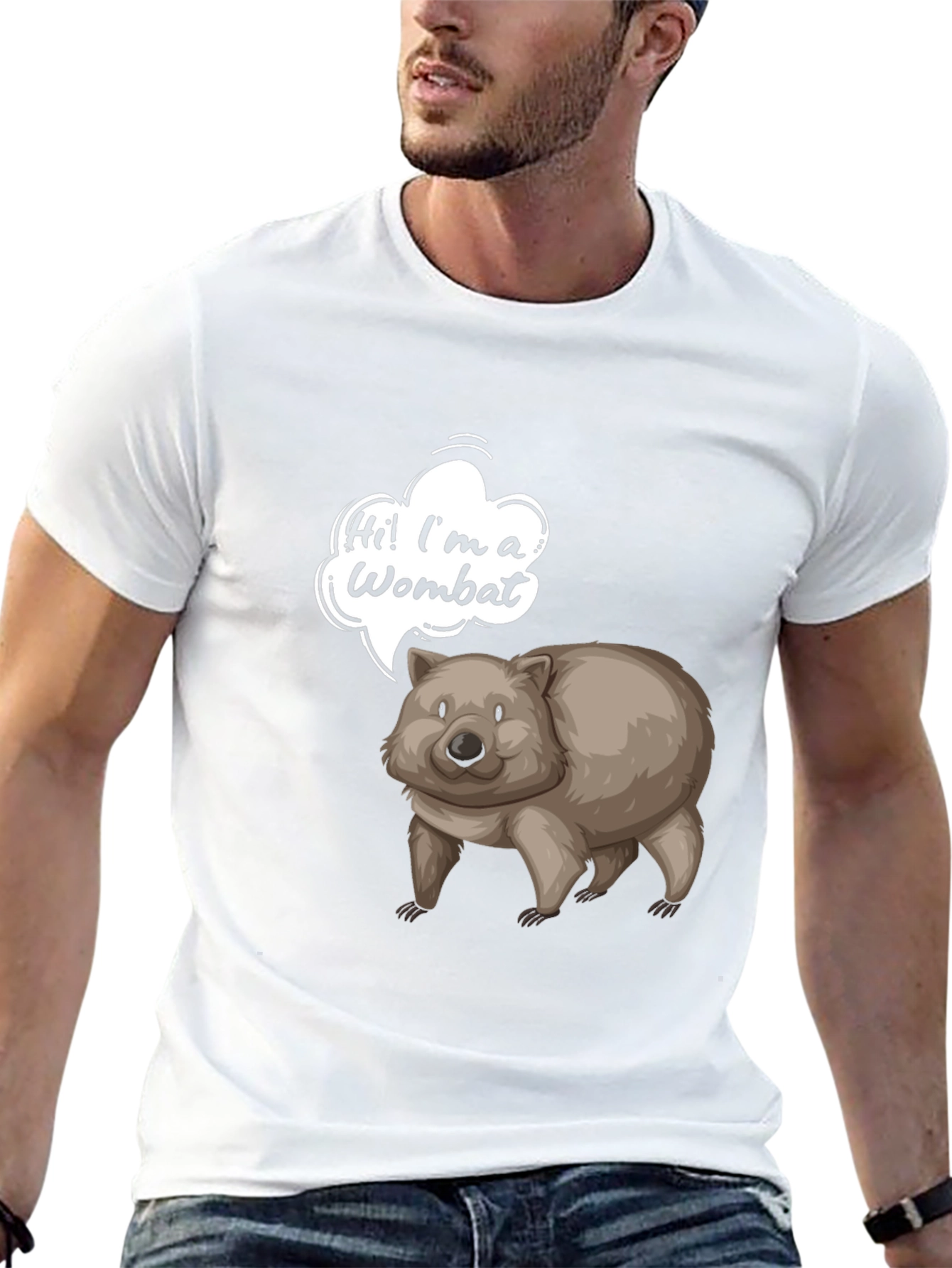 Black Wombat T-Shirt - Cartoon Animal Graphic Tee view 13