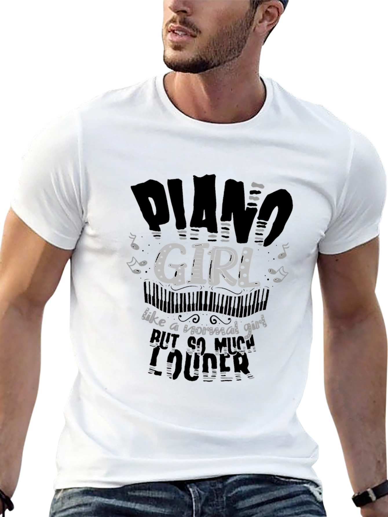 Black Piano Girl T-Shirt - Musical Humor Tee view 13