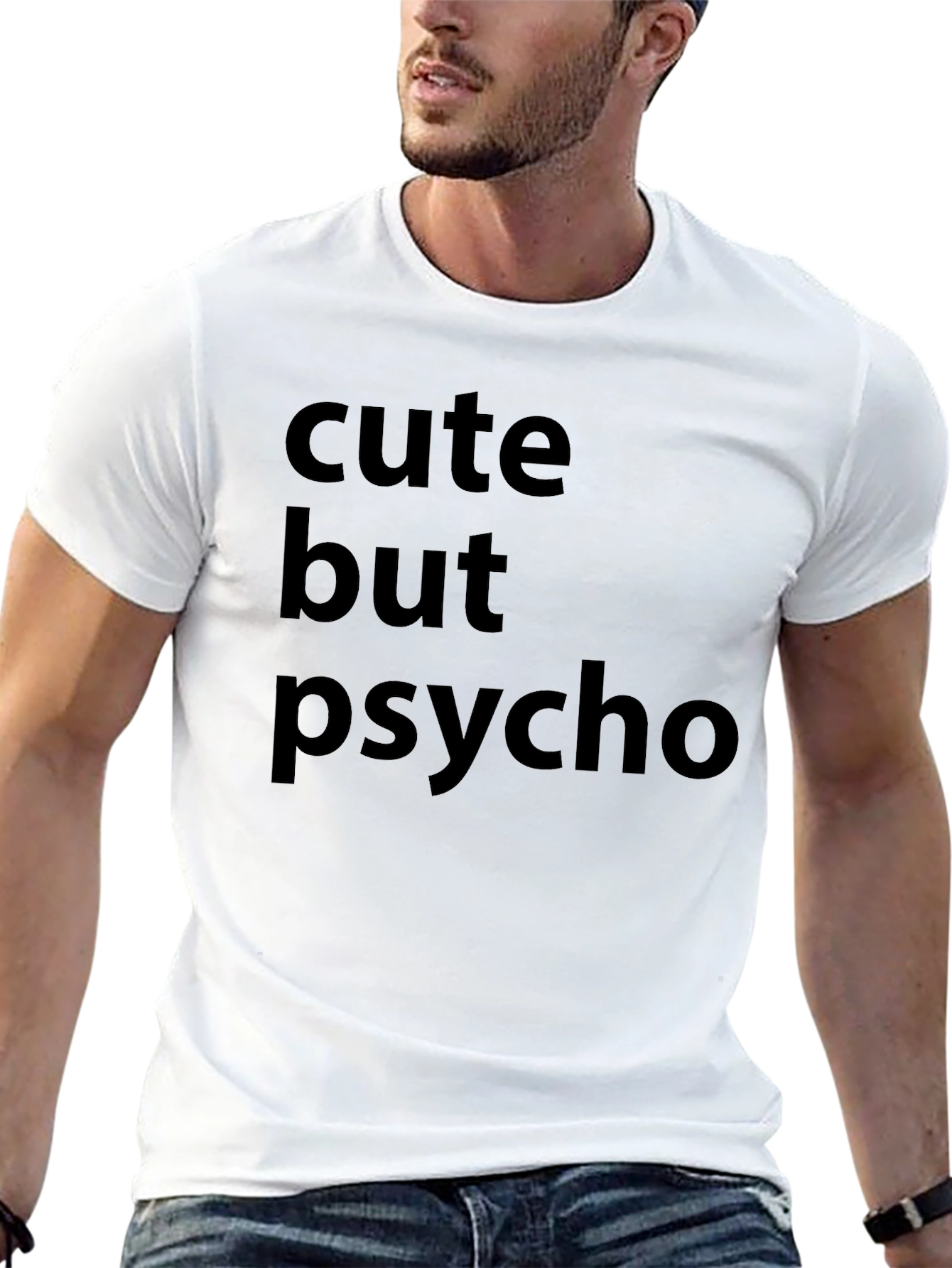 Black Cute But Psycho Black Graphic T-Shirt view 13