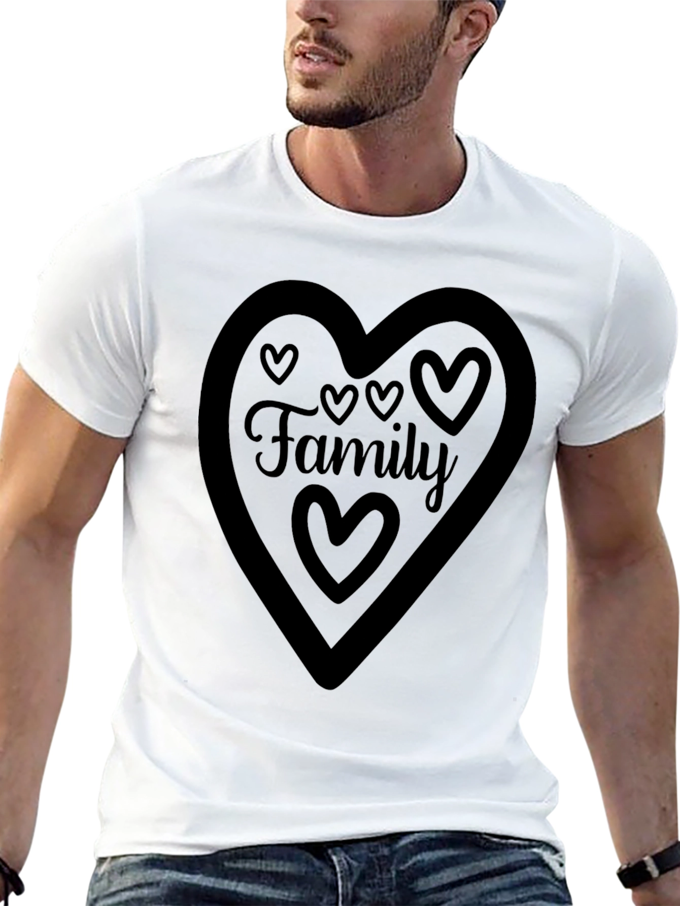 Black Family Heart Graphic Tee - Black Crew Neck Shirt view 13