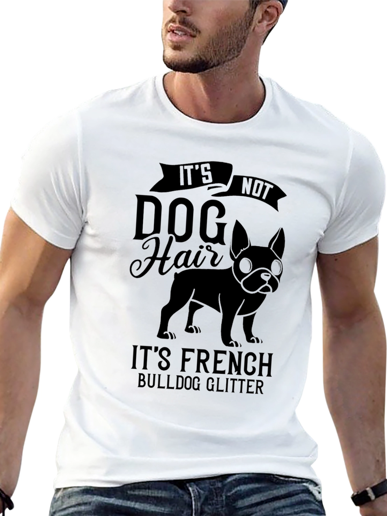 Black Funny French Bulldog Glitter T-Shirt view 13