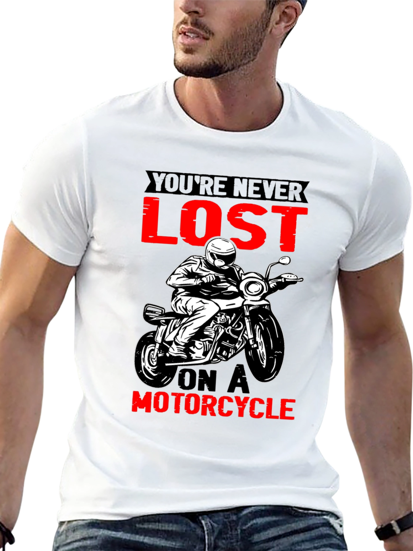 Black Motorcycle T-Shirt - You're Never Lost Design view 13