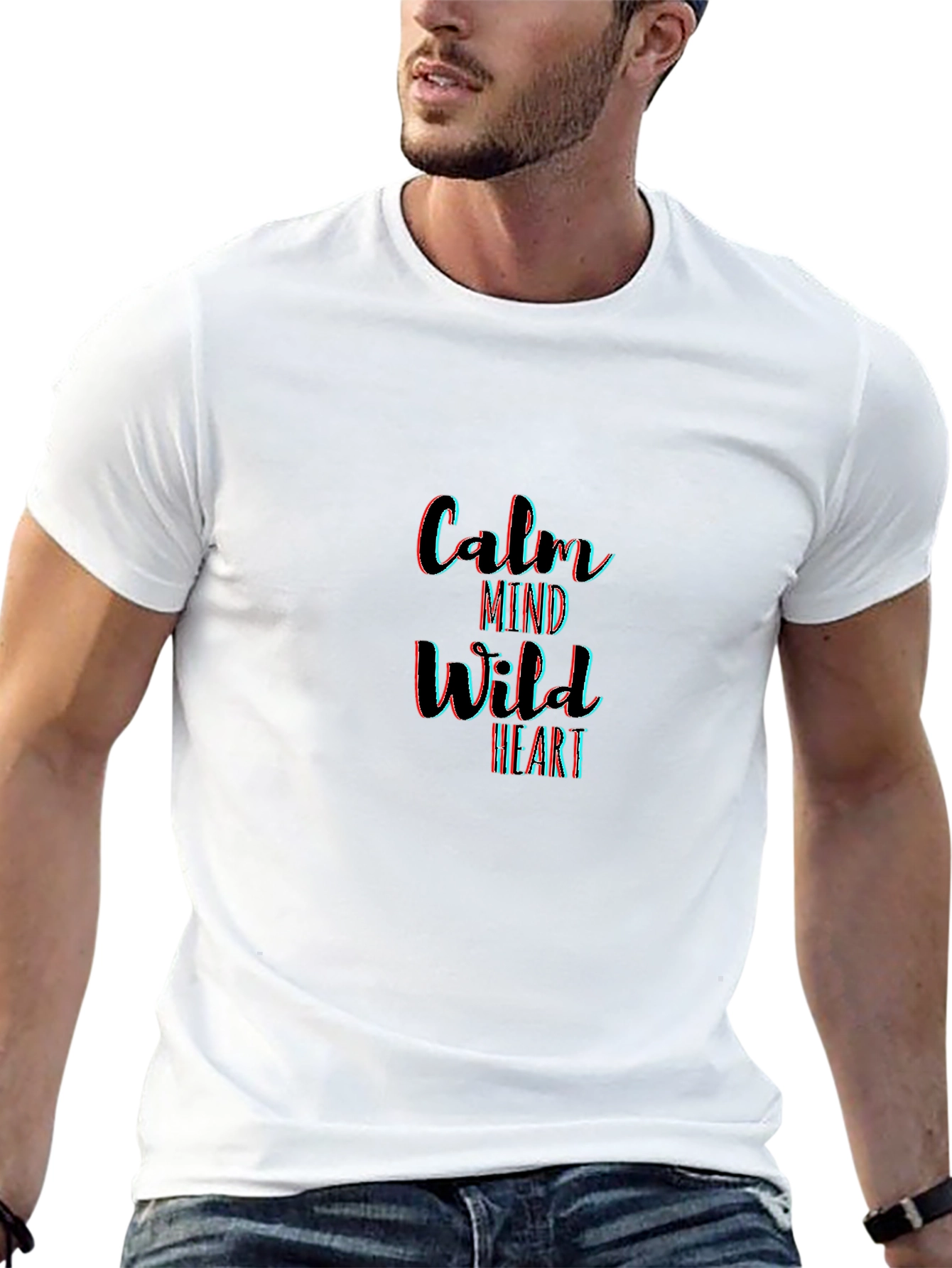 Black Calm Mind Wild Heart Graphic Tee - Black Cotton T-Shirt view 13