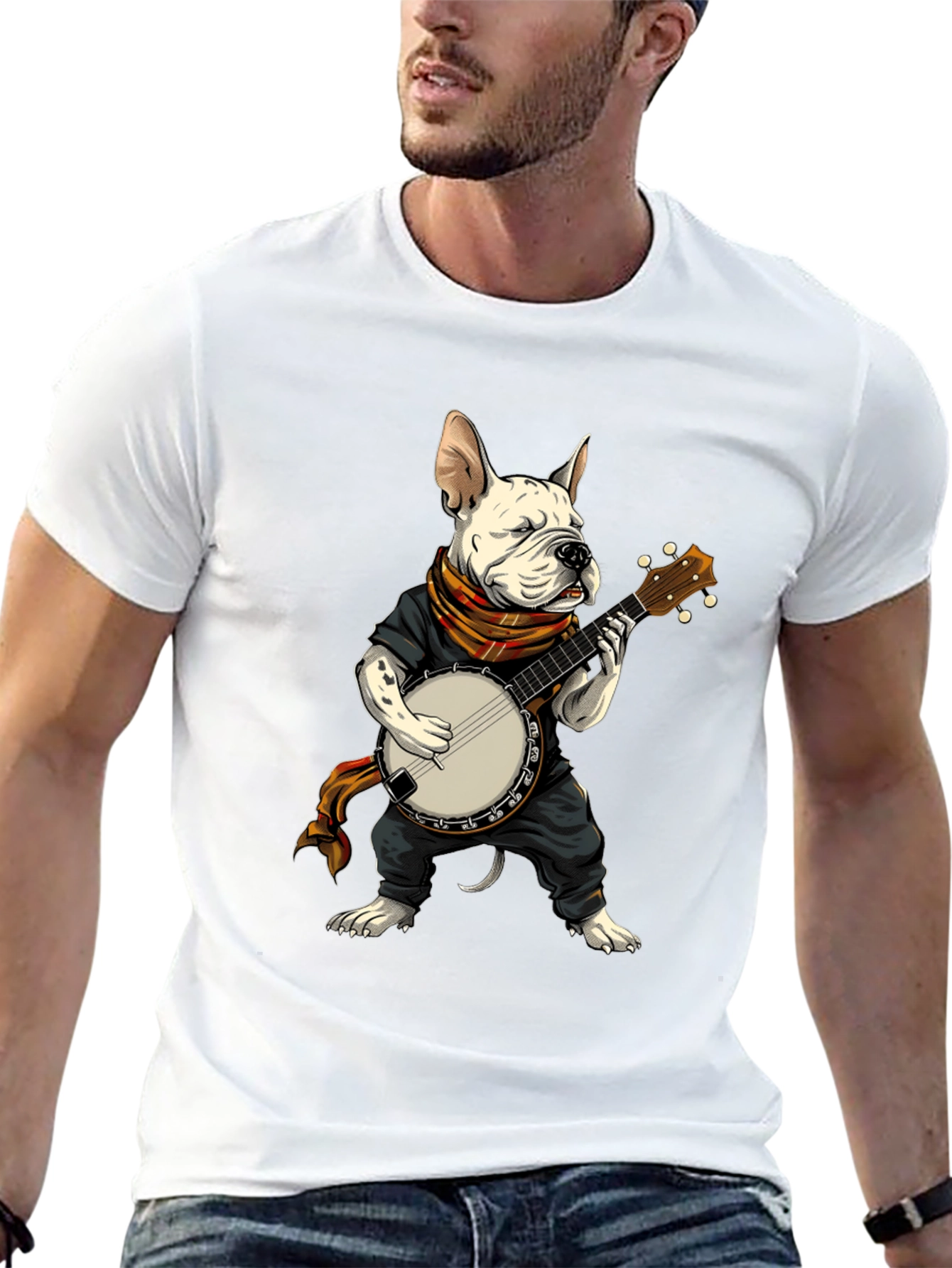 Black Dog Playing Banjo Graphic T-Shirt view 13