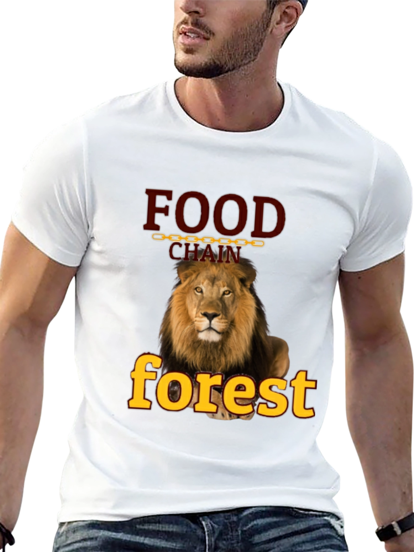 Black Food Chain Forest Lion Graphic T-Shirt view 13