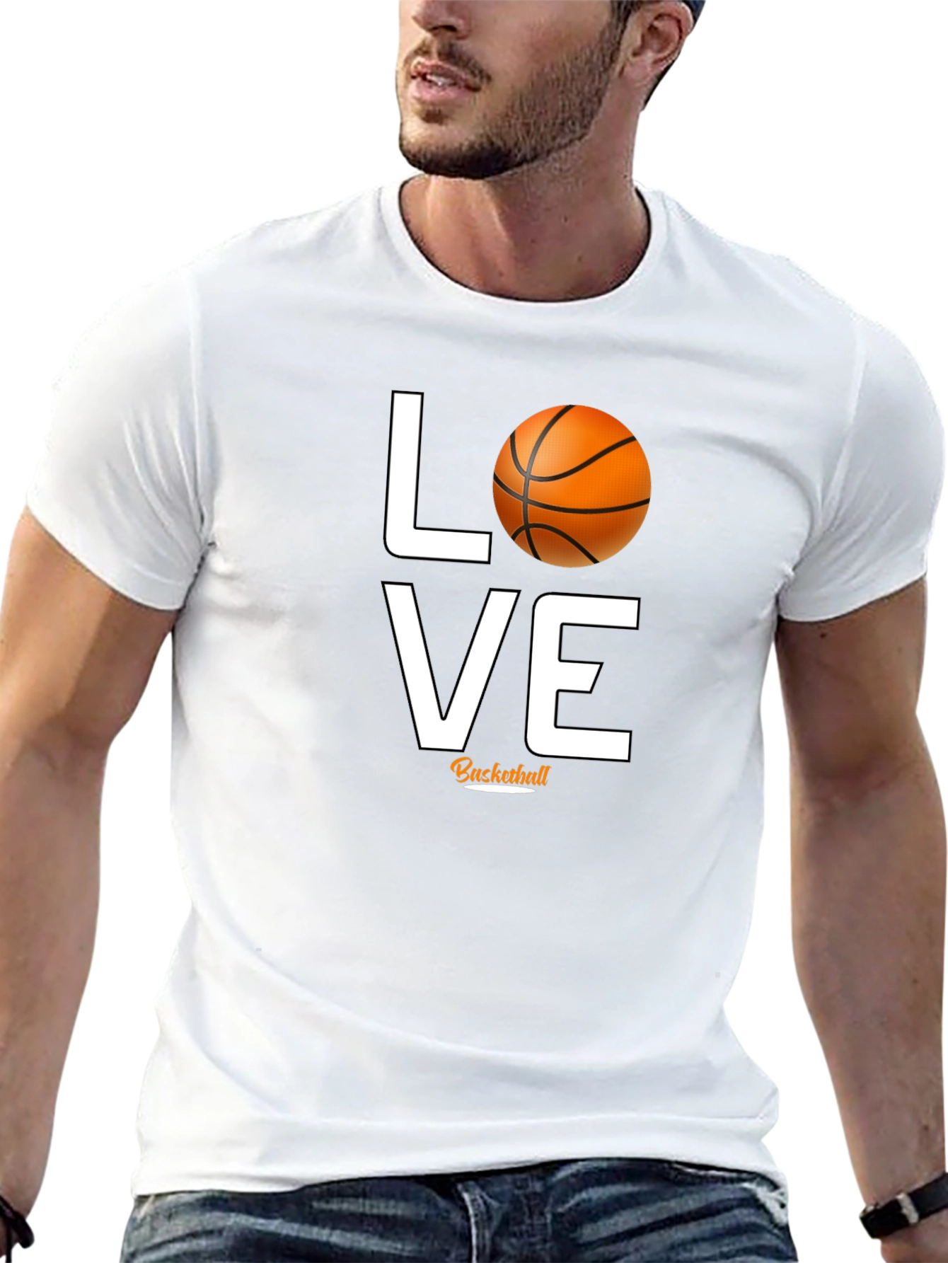 Black Love Basketball Graphic Tee - Black Cotton T-Shirt view 13