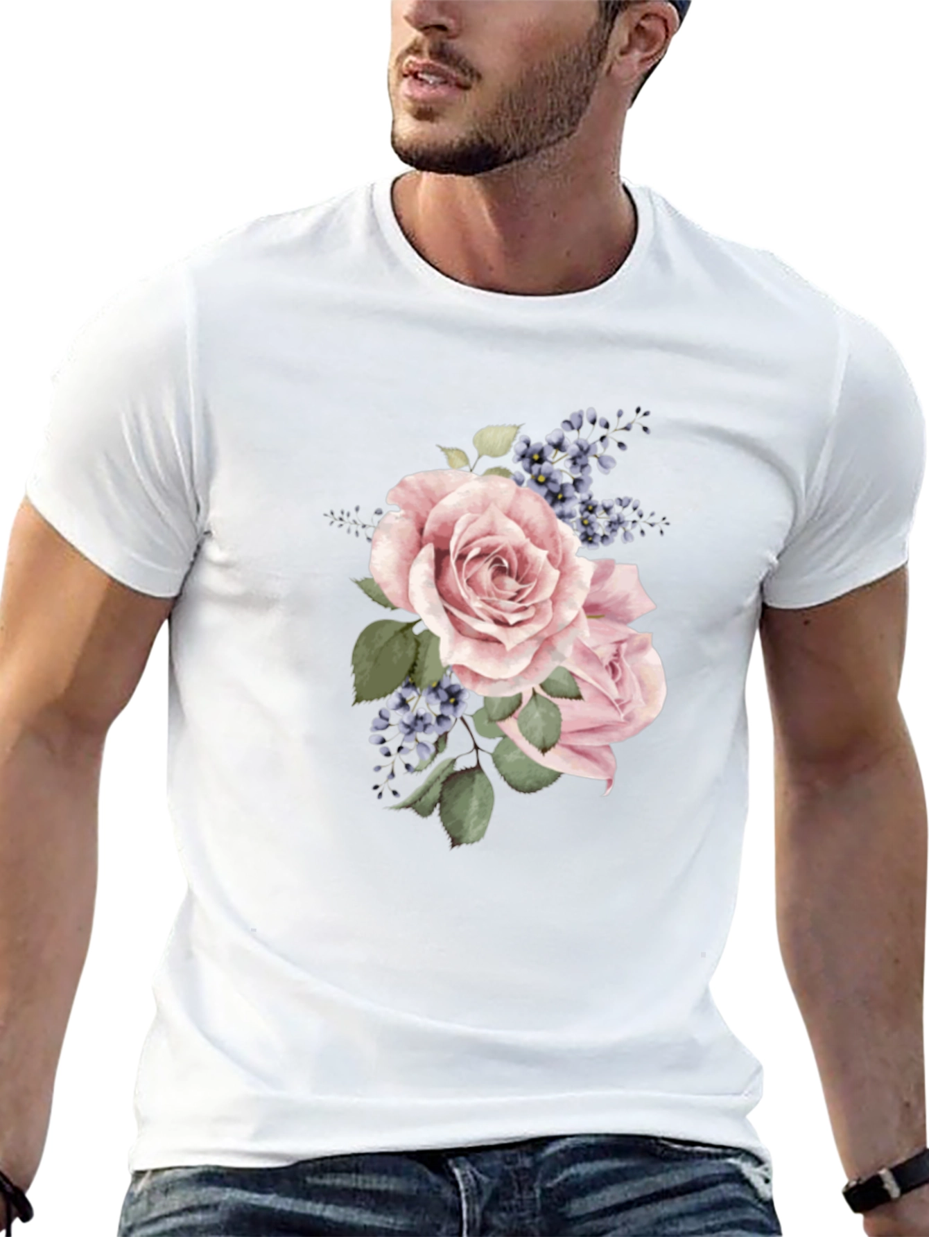 Black Floral Rose Graphic Black T-Shirt view 13