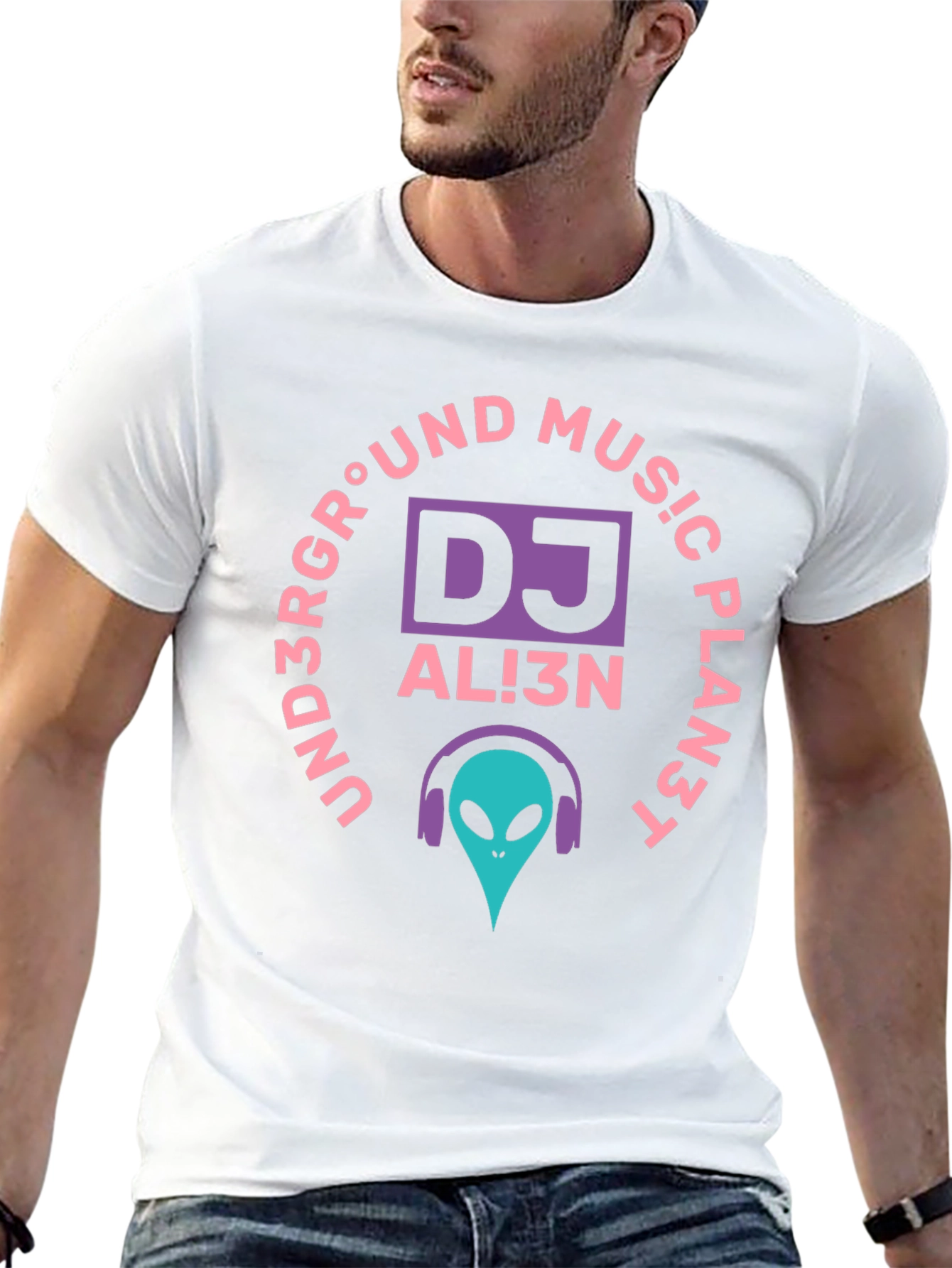 Black DJ Alien Music Graphic Tee - Underground Planet Design view 13