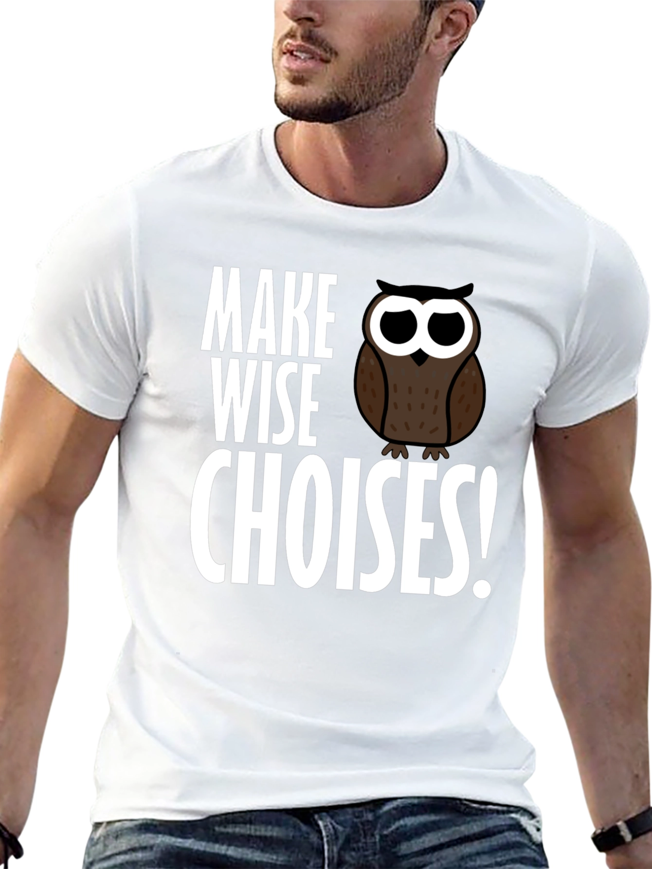 Black Make Wise Choices Owl T-Shirt - Black view 13