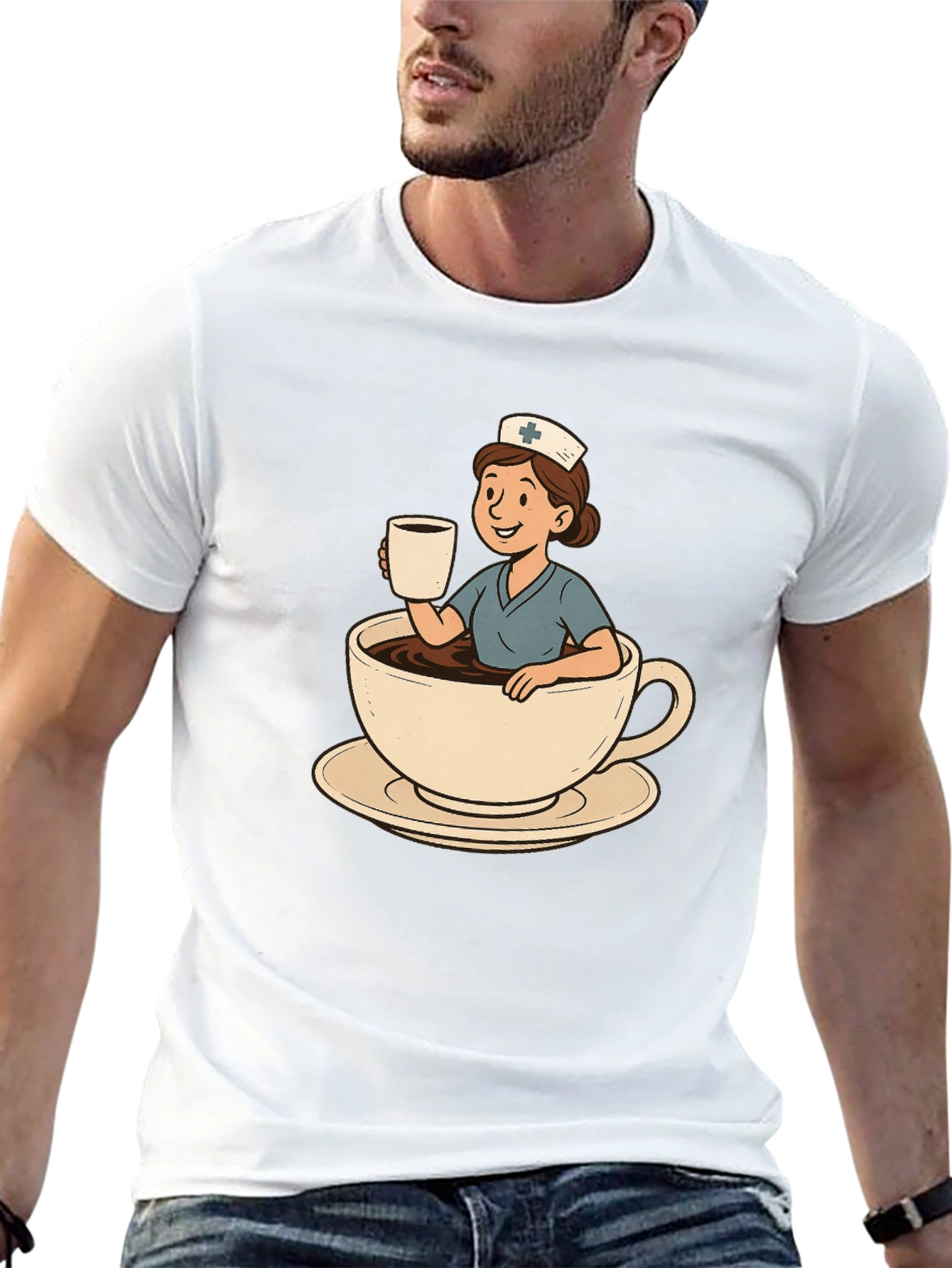 Black Nurse Coffee Cup Graphic Tee view 13