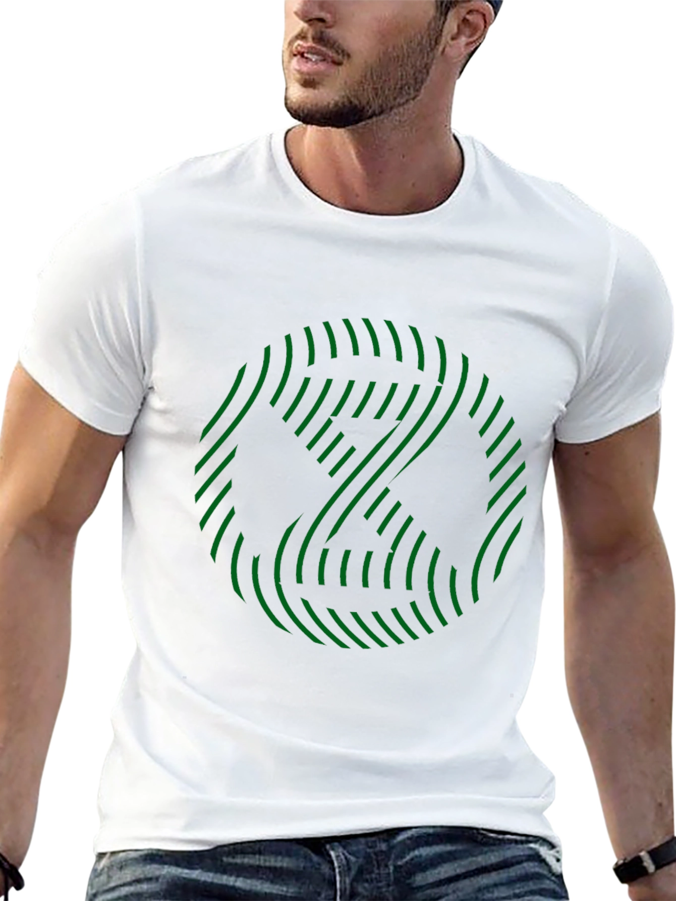 Black Abstract Green Graphic Print Black T-Shirt view 13