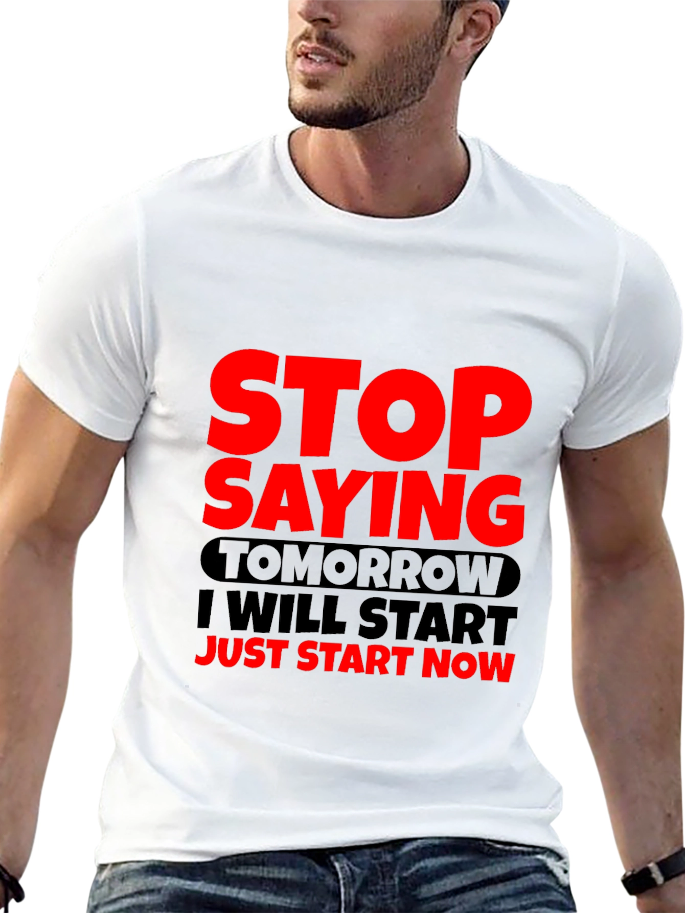 Black Motivational Graphic Tee - Stop Saying Tomorrow view 13