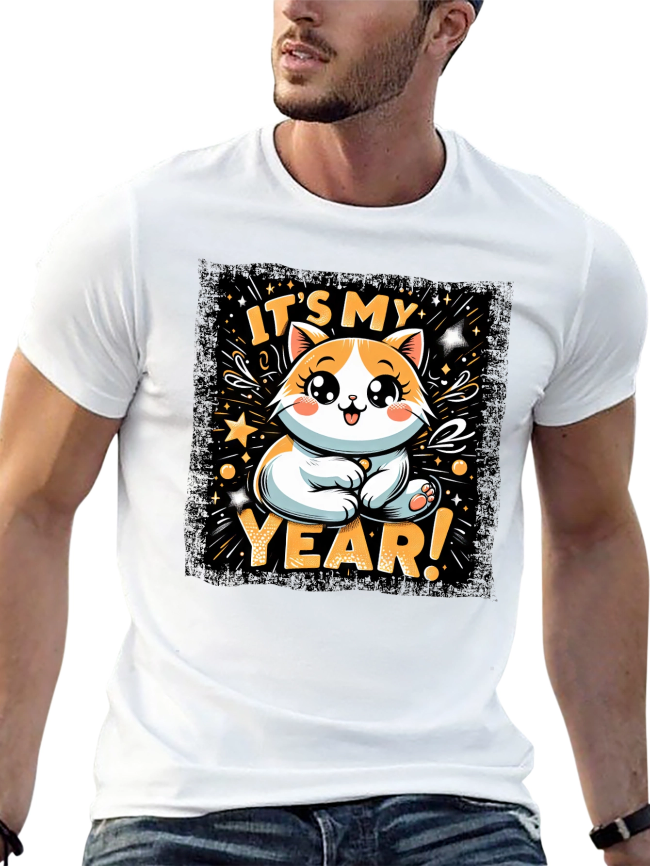 Black Cute Cat Year T-Shirt view 13
