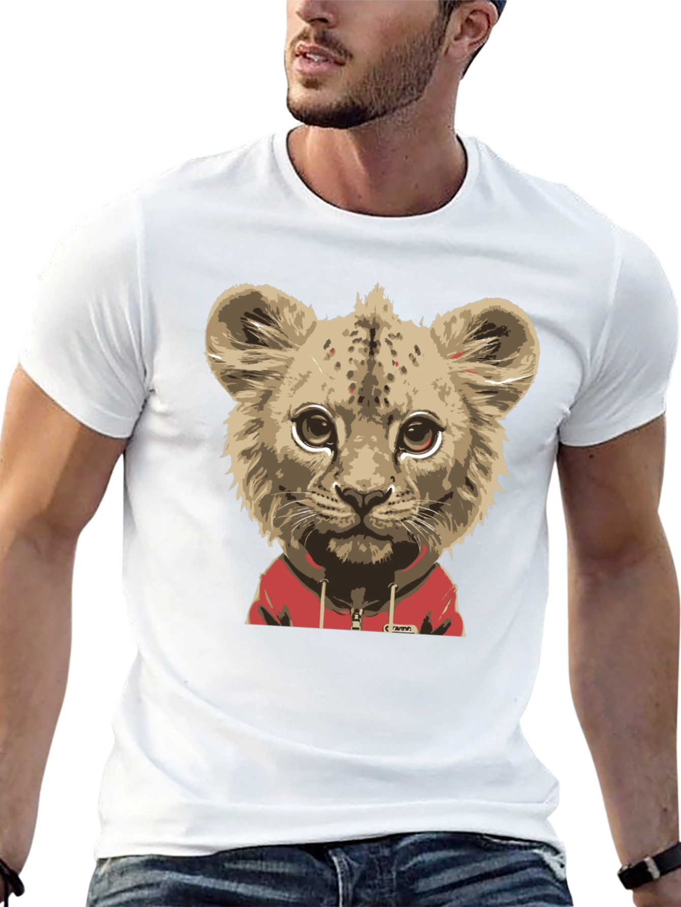 Black Lion Cub Hoodie T-Shirt - Cool Animal Tee view 13