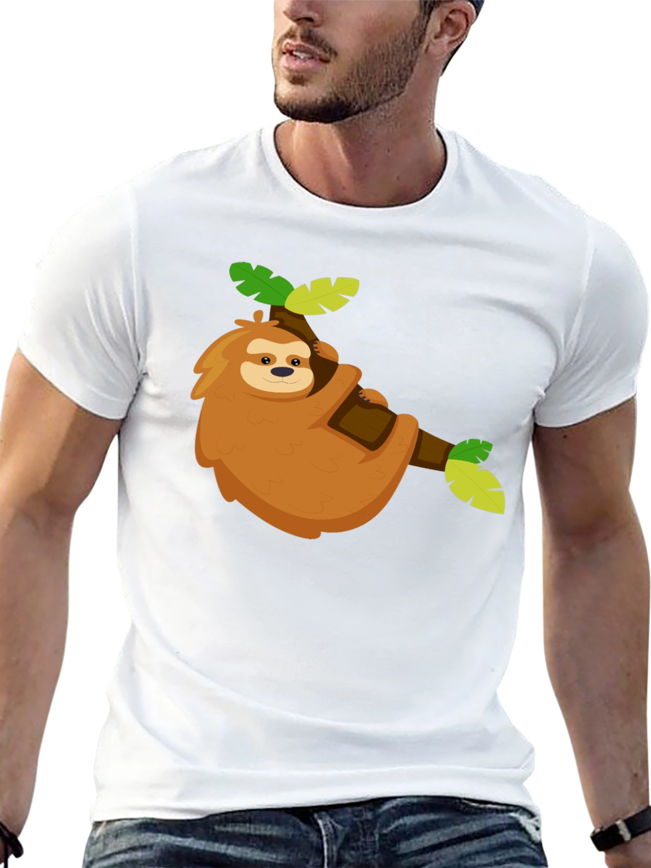 Black Cute Sloth Graphic Tee - Relaxed & Fun view 13