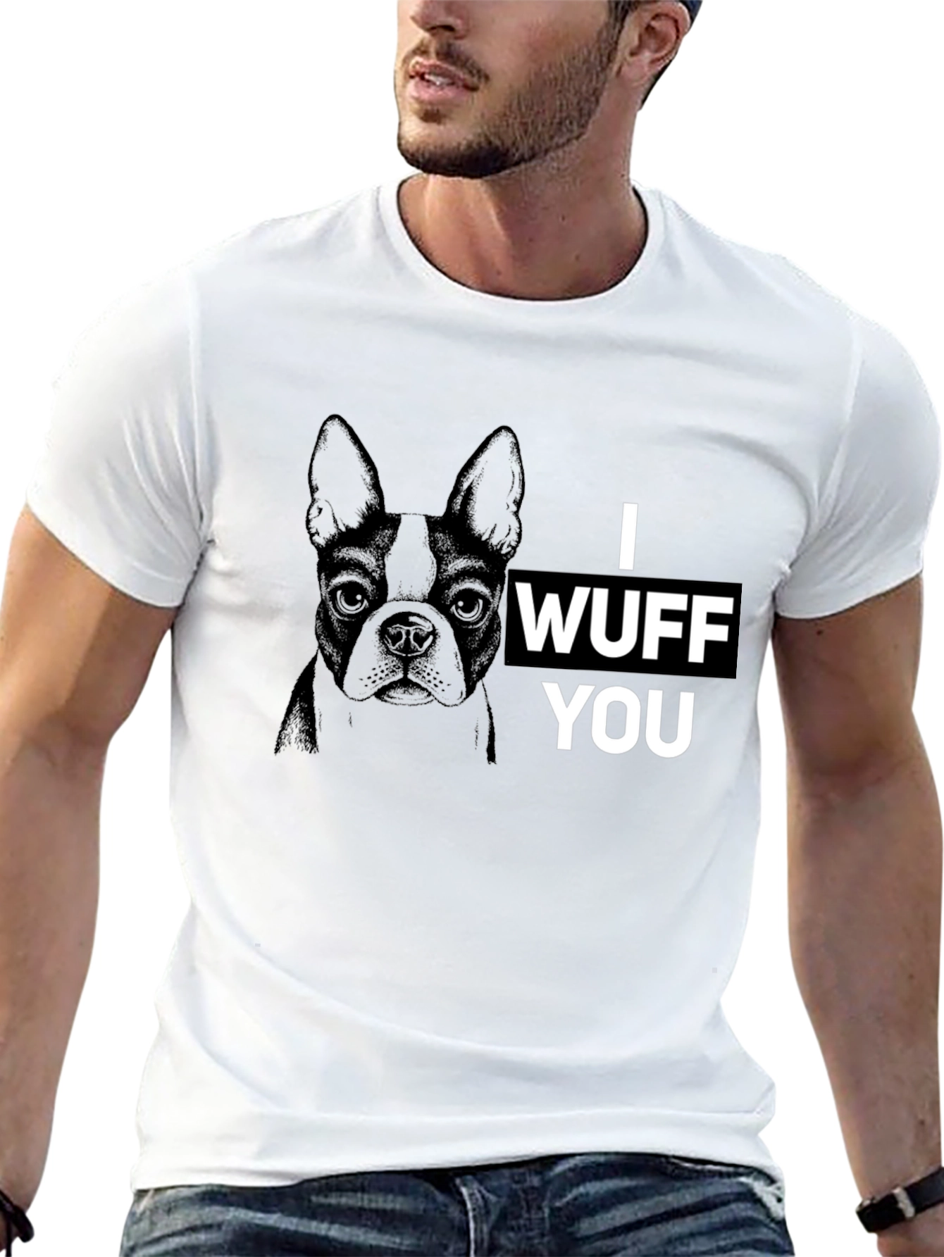 Black I Wuff You Graphic Tee - Black Cotton Blend view 13