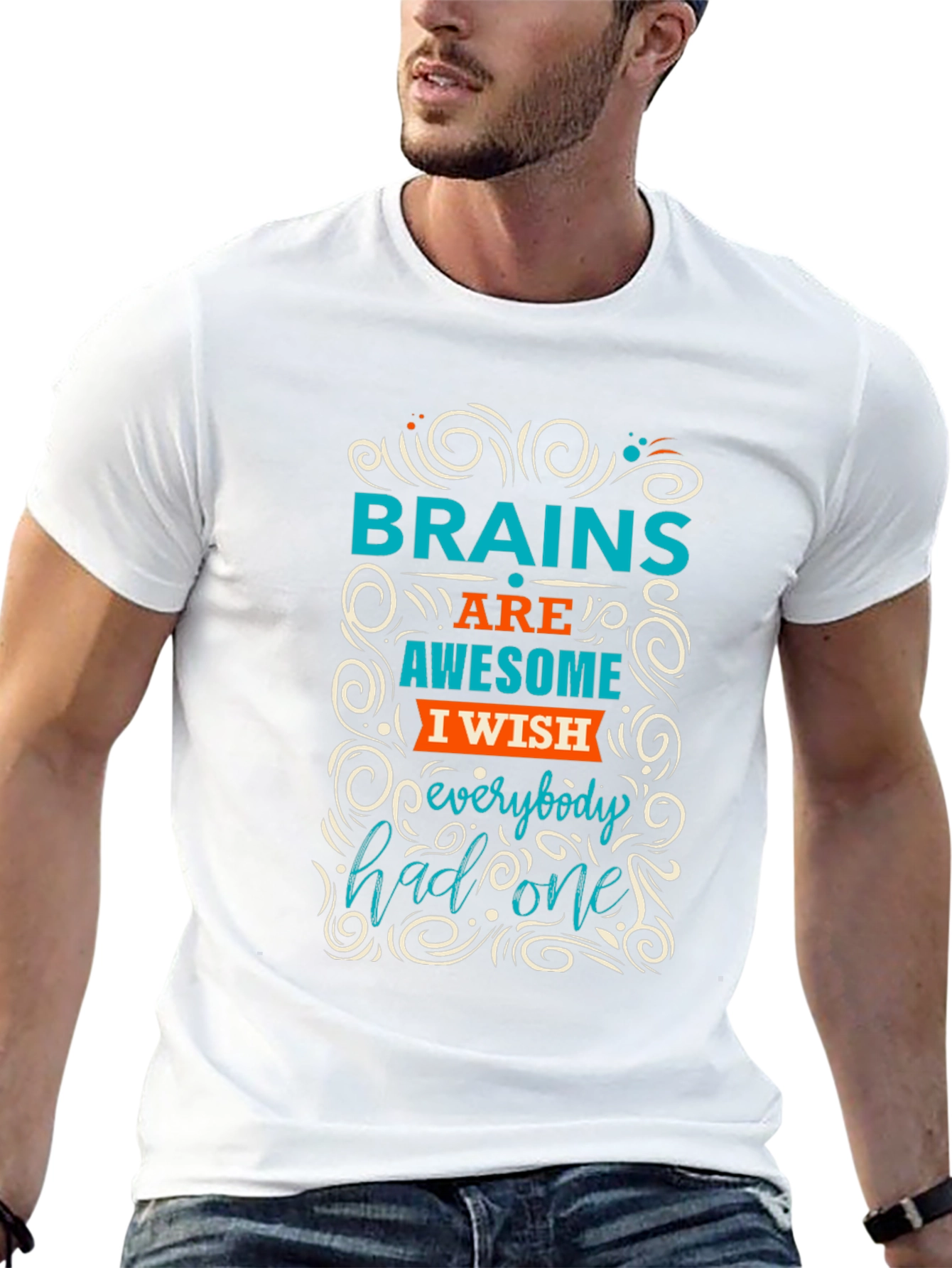 Black Brains Awesome Wish T-Shirt - Clever Graphic Tee view 13