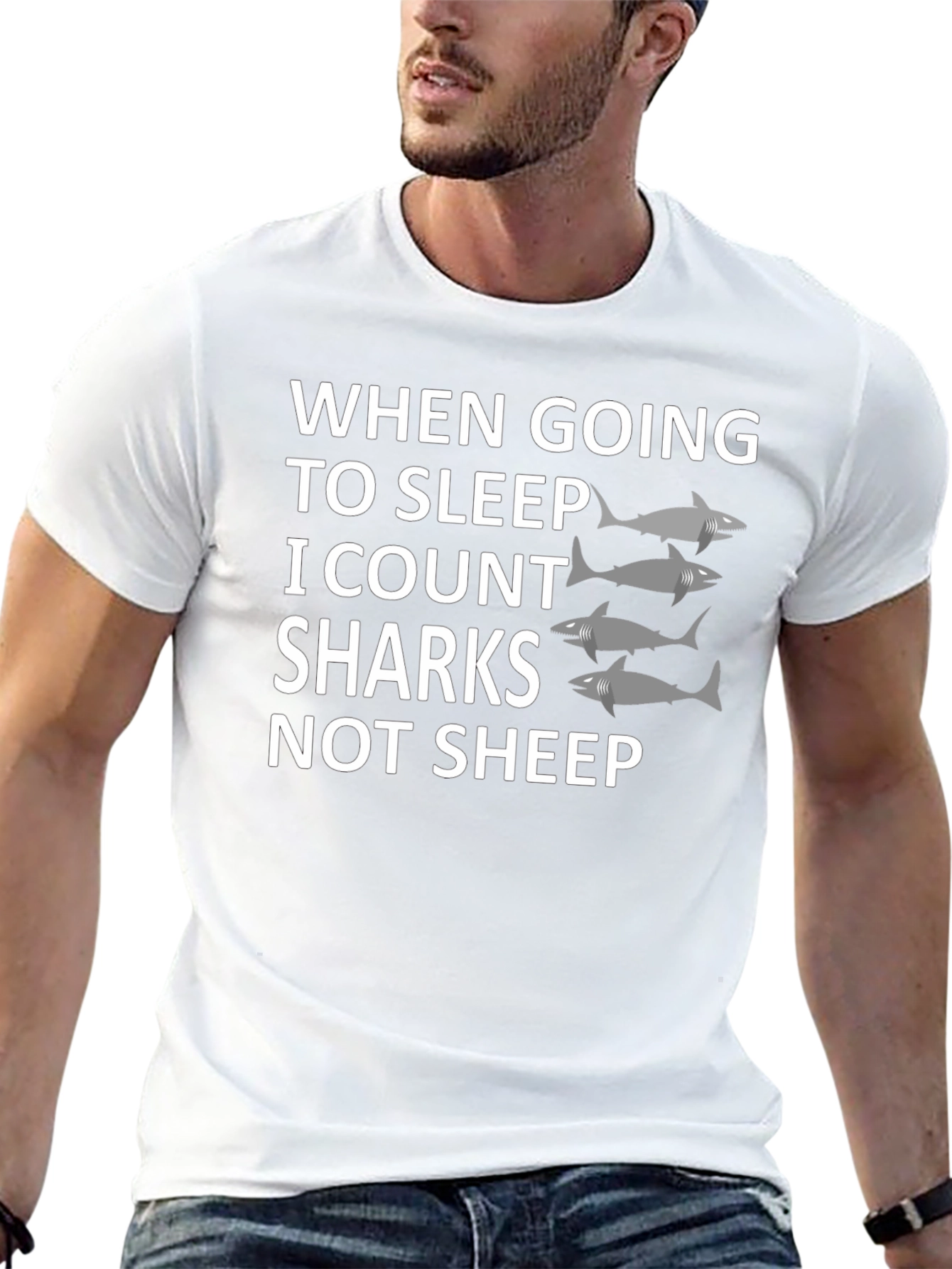 Black Shark Counting T-Shirt - Unique Sleep Aid Design view 13