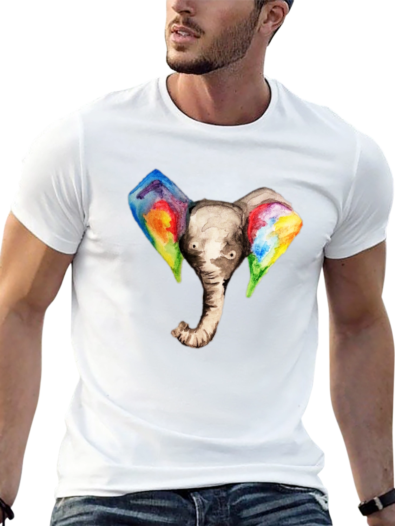 Black Elephant Rainbow Ears Graphic T-Shirt view 13
