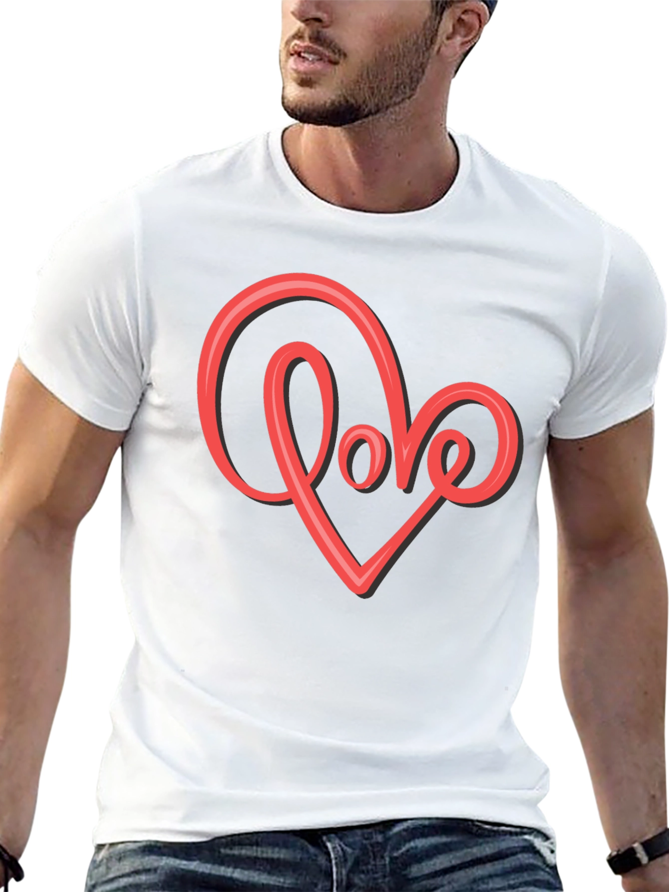 Black Love Heart Graphic T-Shirt - Stylish Black Tee view 13