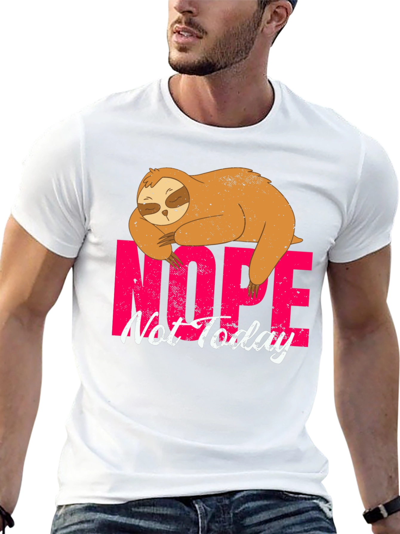 Black Nope Not Today Sloth Graphic Tee view 13
