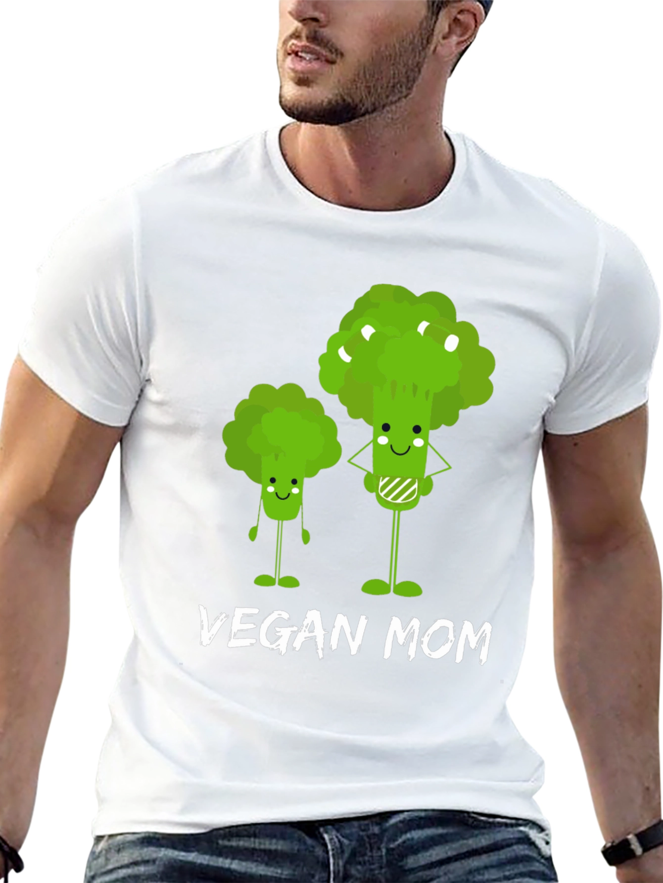 Black Vegan Mom T-Shirt - Cute Broccoli Design view 13