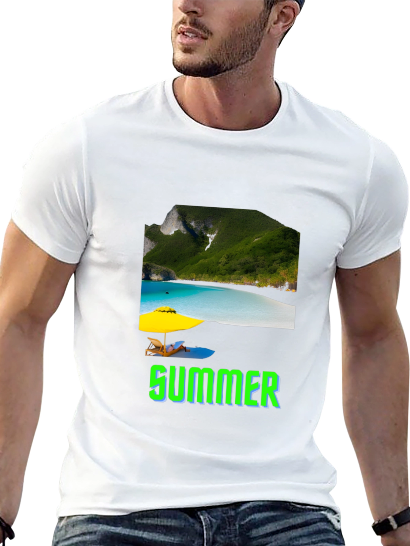 Black Summer Beach Graphic T-Shirt view 13
