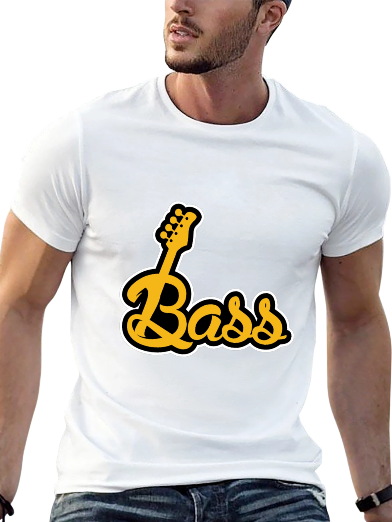 Black Bass Guitar Black Graphic T-Shirt view 13
