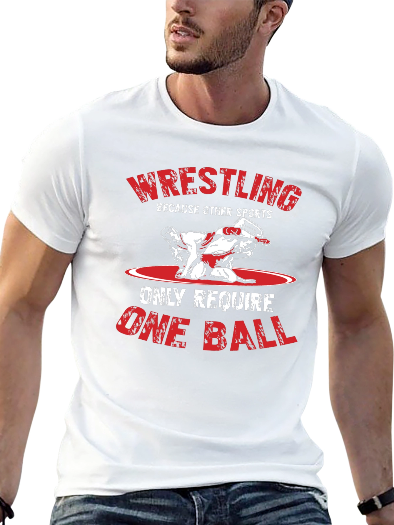 Black Wrestling Humor Graphic Tee - Only One Ball view 13
