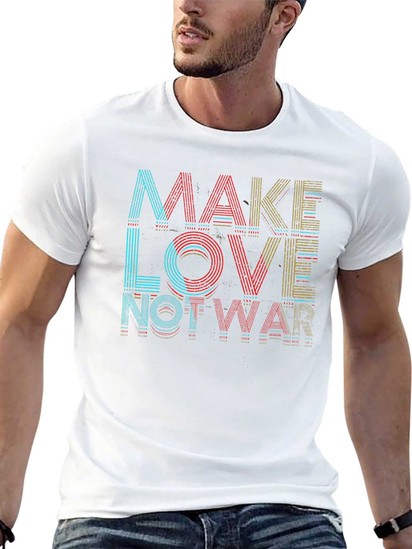 Black Make Love Not War Graphic T-Shirt - Black view 13