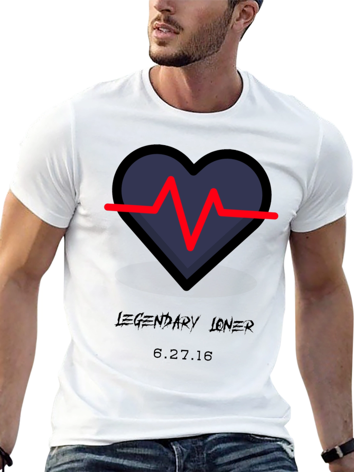 Black Legendary Loner Heartbeat Graphic Tee - Black view 13