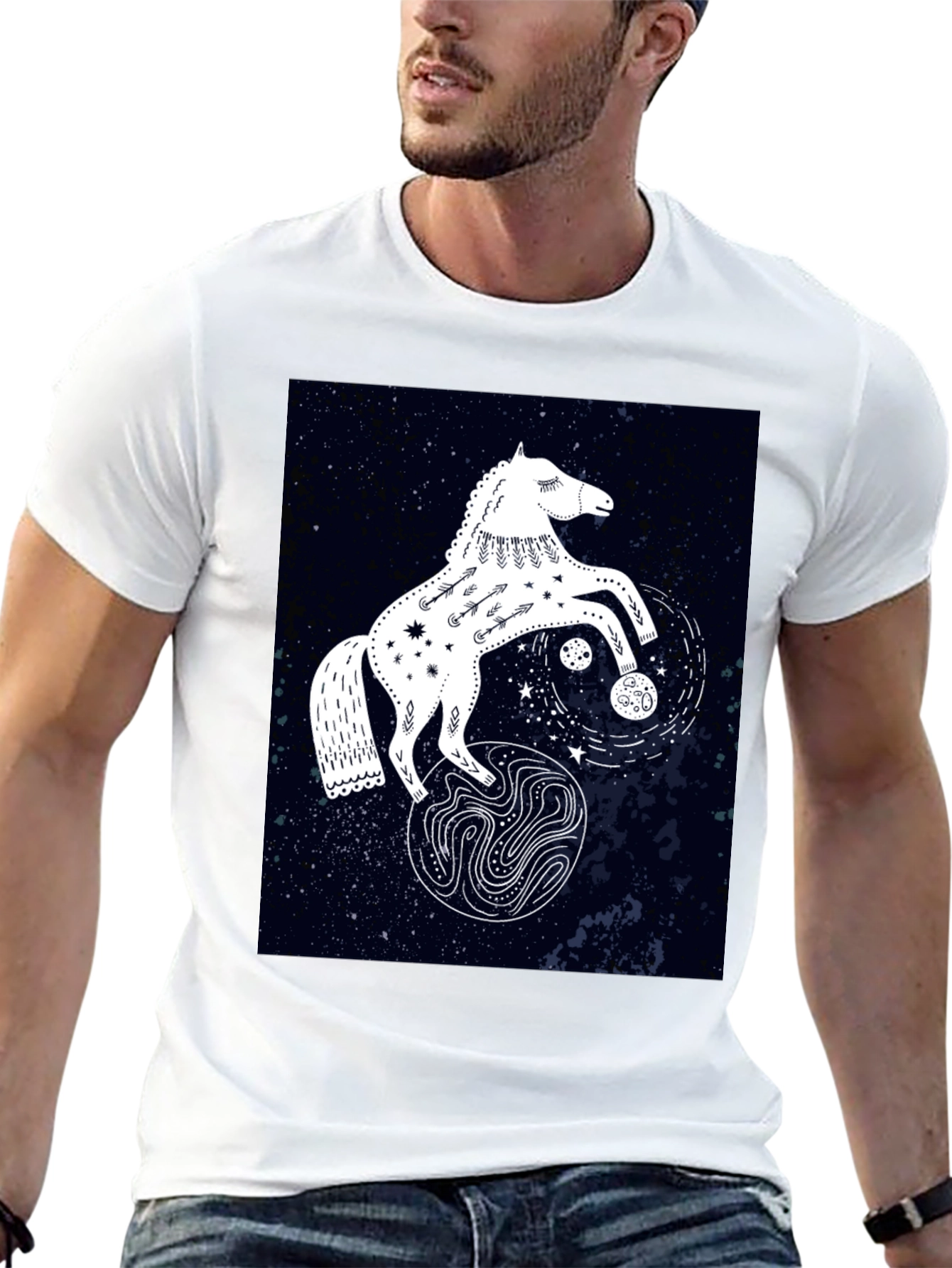 Black Celestial Horse Graphic Tee - Black view 13