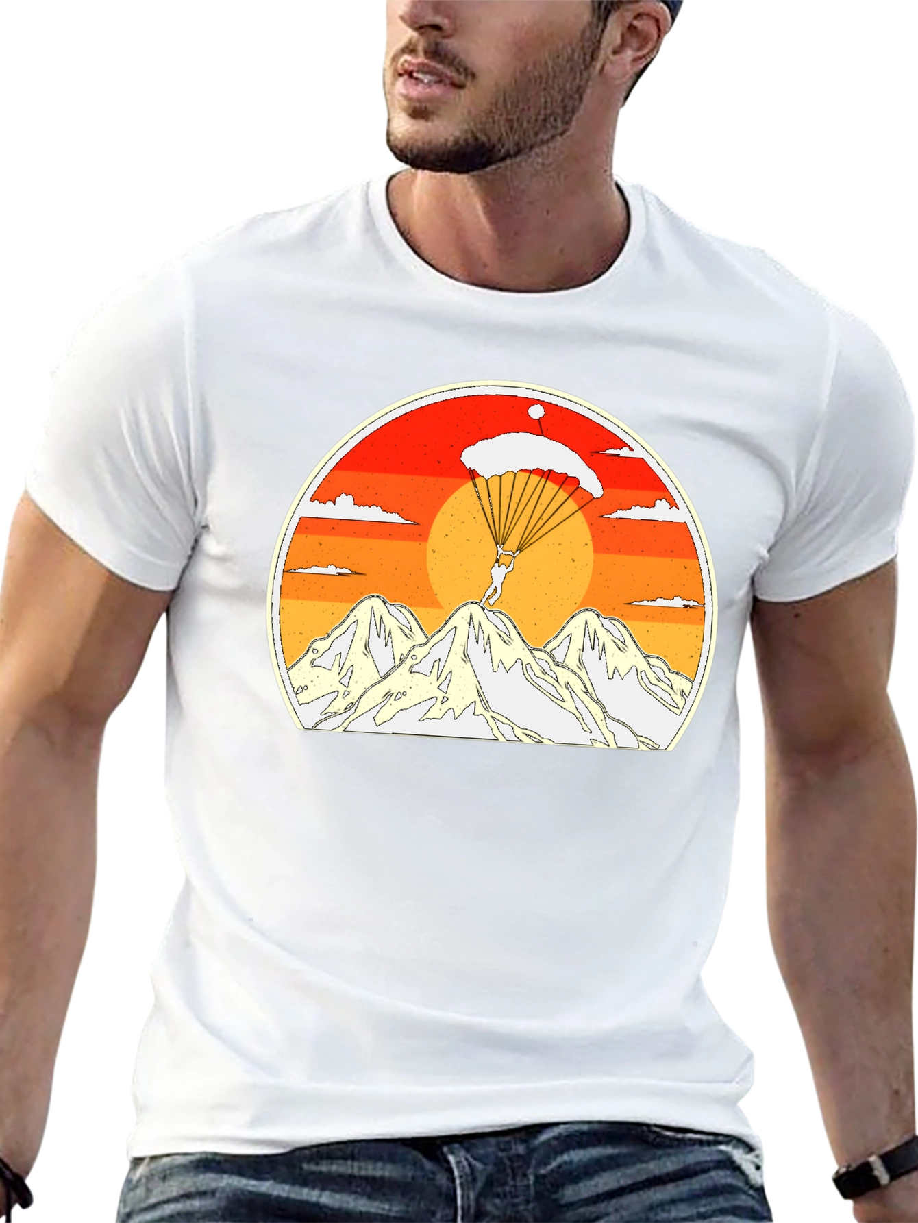 Black Skydiving Mountain Graphic Tee view 13