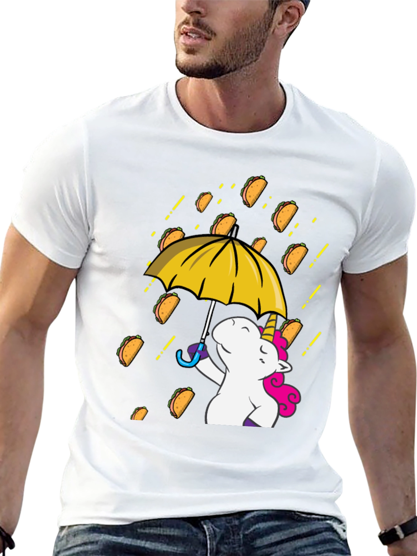 Black Unicorn Taco Rain Graphic T-Shirt view 13