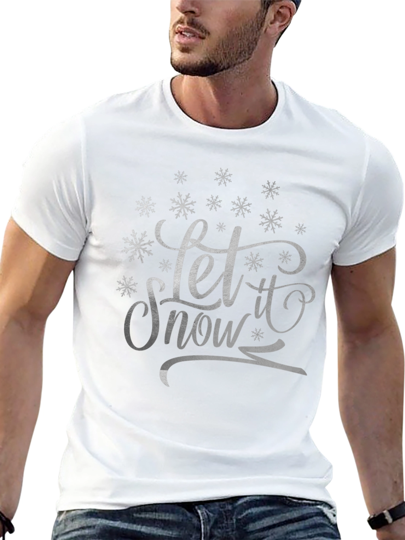 Black Let It Snow Graphic Tee - Winter Holiday Shirt view 13