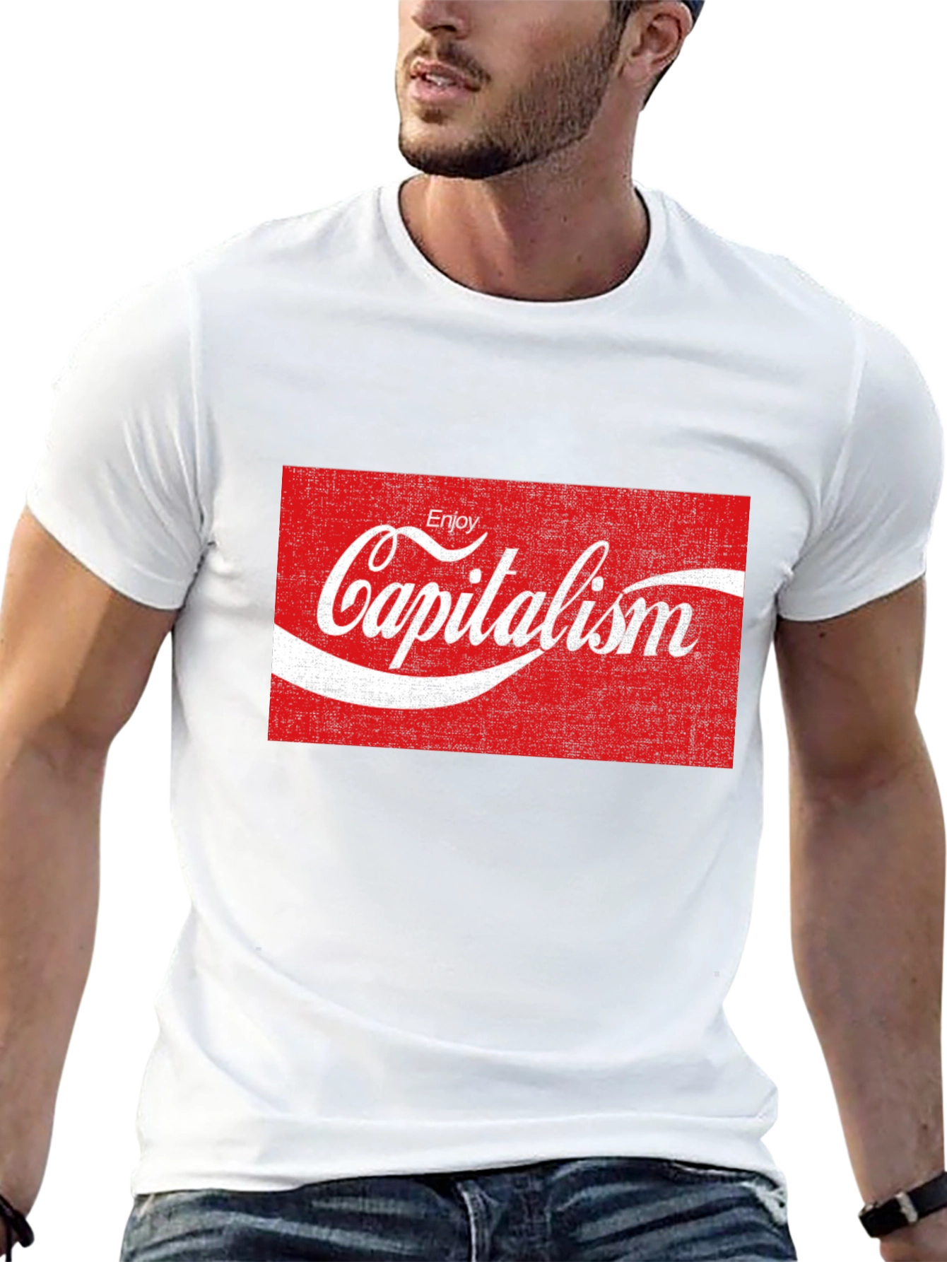 Black Enjoy Capitalism T-Shirt - Novelty Graphic Tee view 13