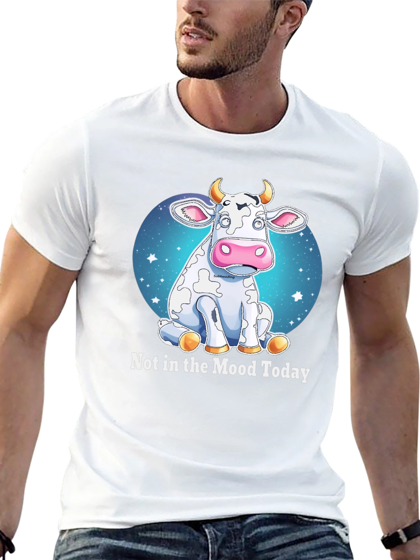Black Funny Cow Mood T-Shirt - Not in the Mood Today Tee view 13