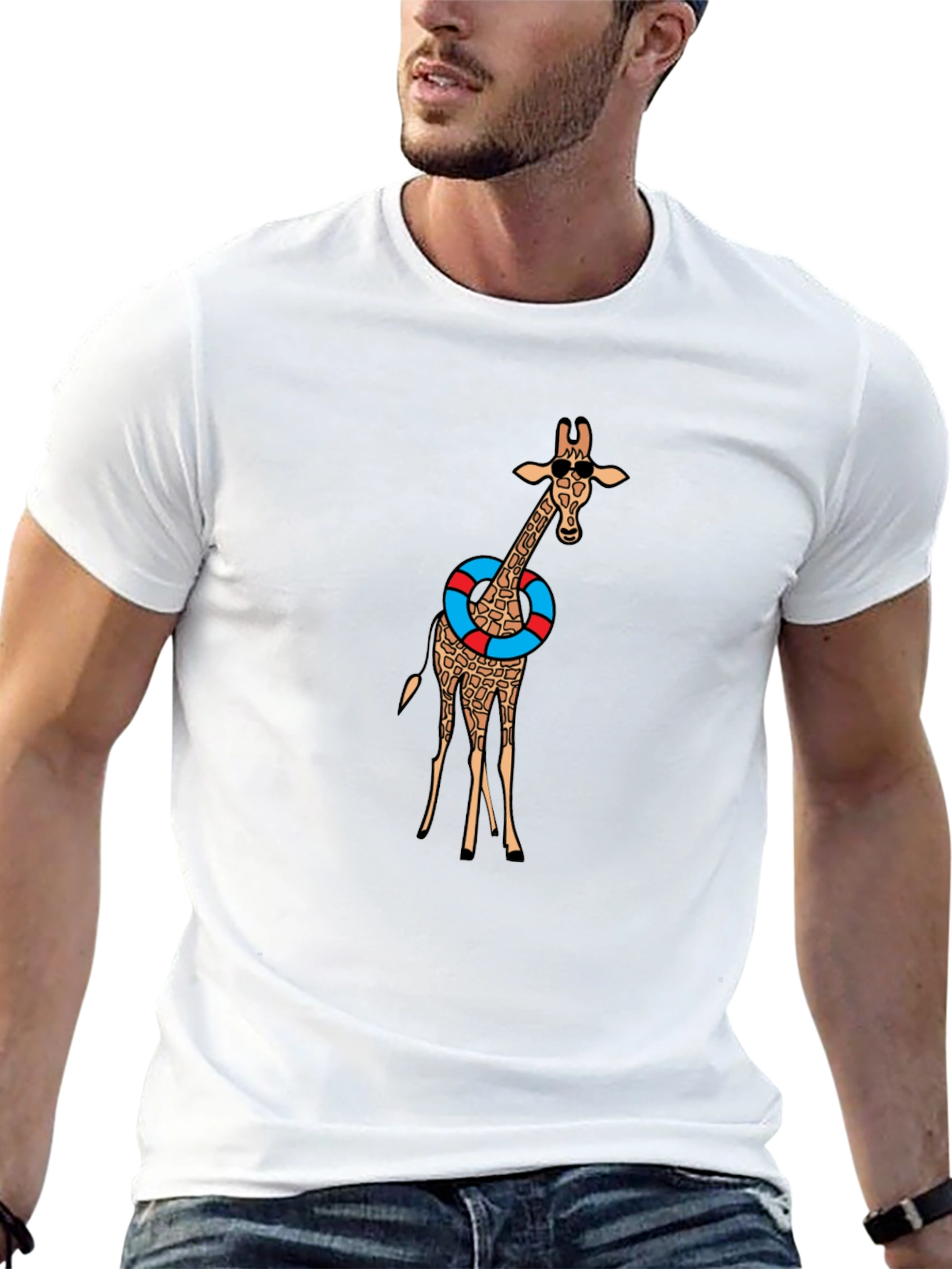 Black Giraffe in Sunglasses Graphic Tee - Black view 13