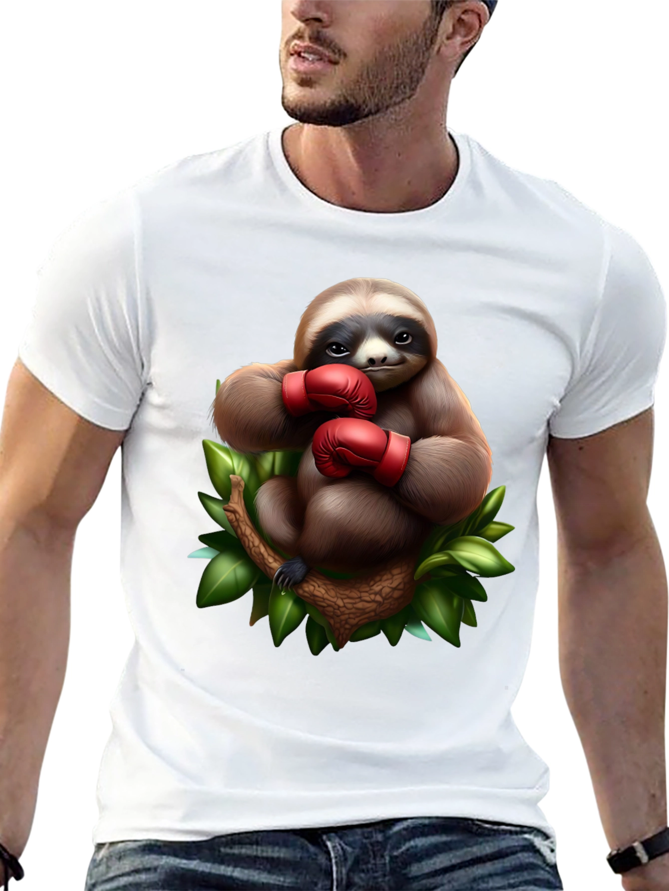 Black Sloth Boxer Graphic T-Shirt view 13