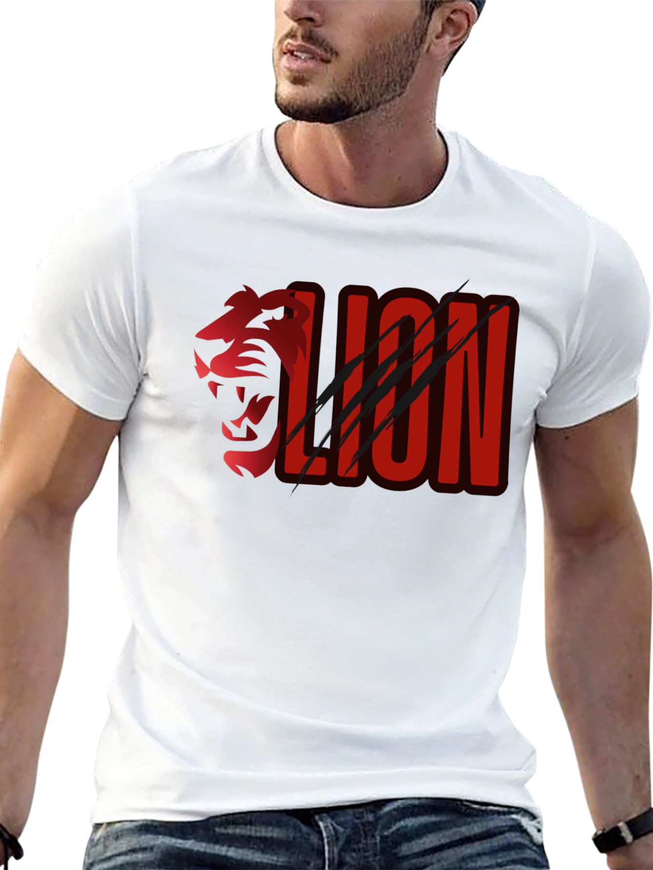 Black Lion Graphic Print Black T-Shirt view 13