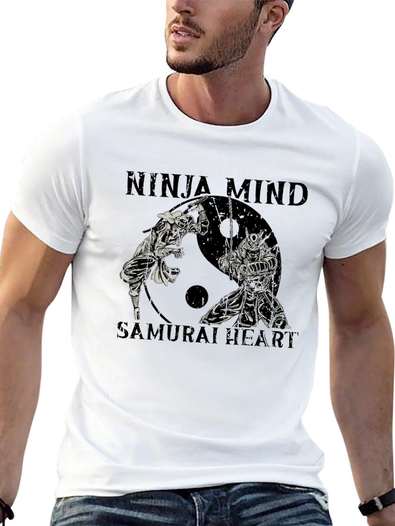 Black Ninja Mind Samurai Heart Graphic T-Shirt view 13