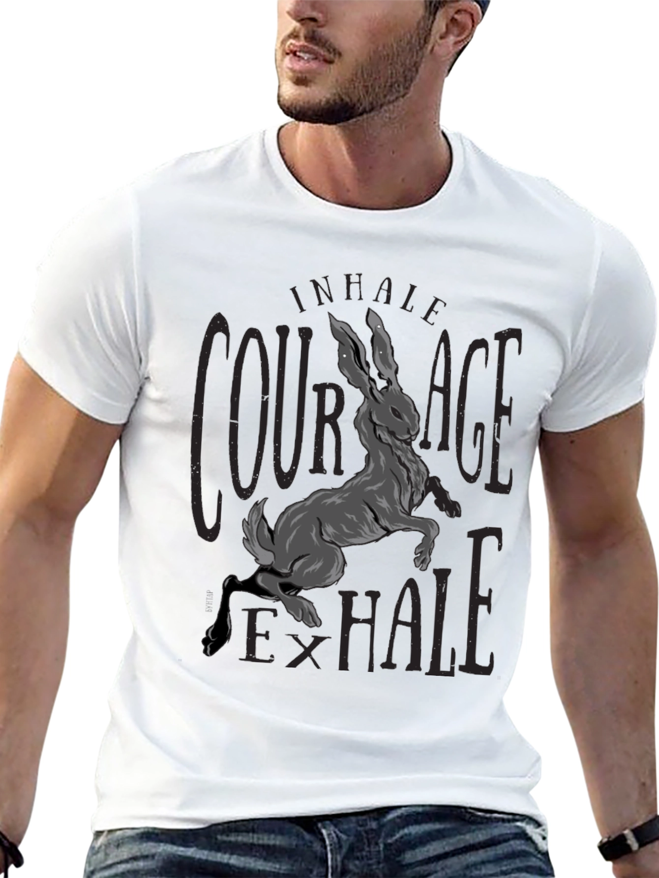 Black Courage Hare Graphic Tee - Inhale Exhale view 13
