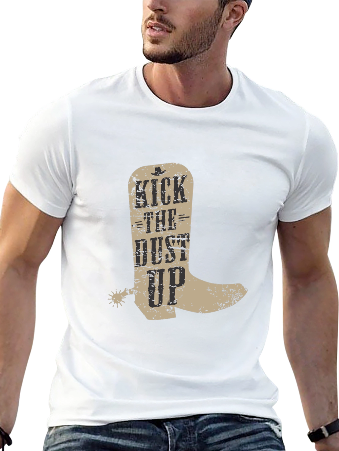 Black Kick the Dust Up Cowboy Boot Graphic T-Shirt view 13