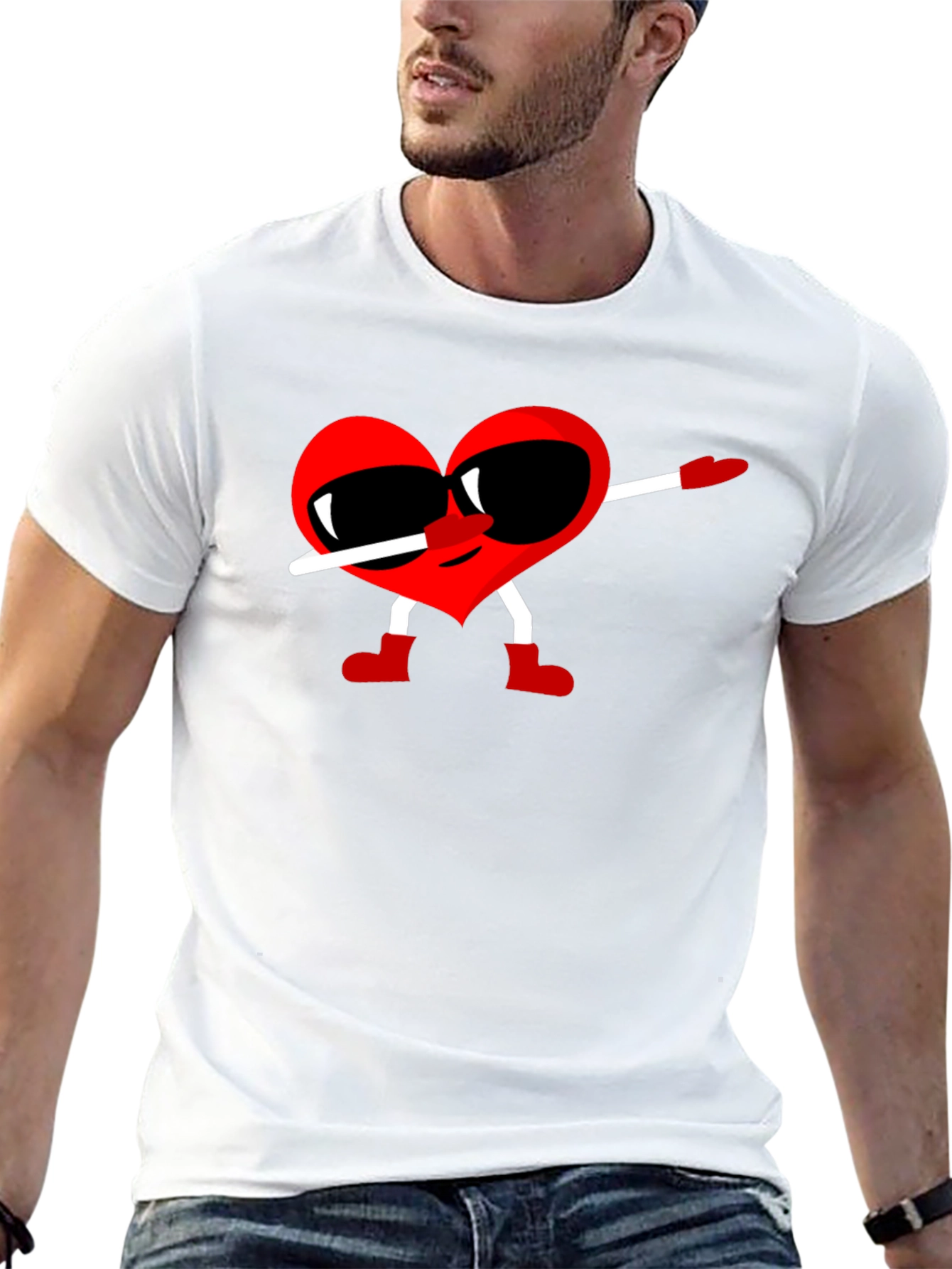 Black Heart Dabbing Graphic Tee - Black Cotton T-Shirt view 13