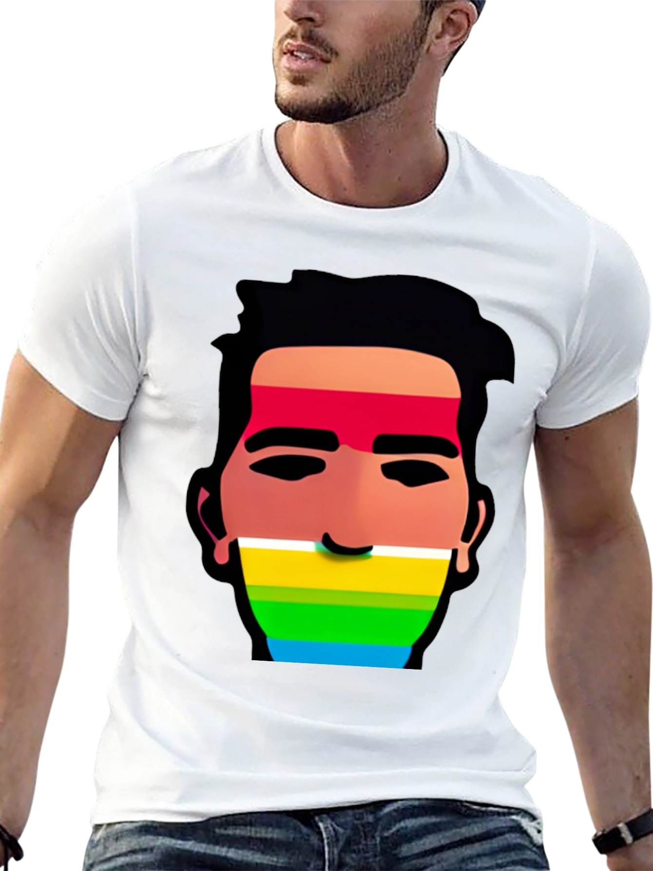 Black Rainbow Face Graphic Tee view 13