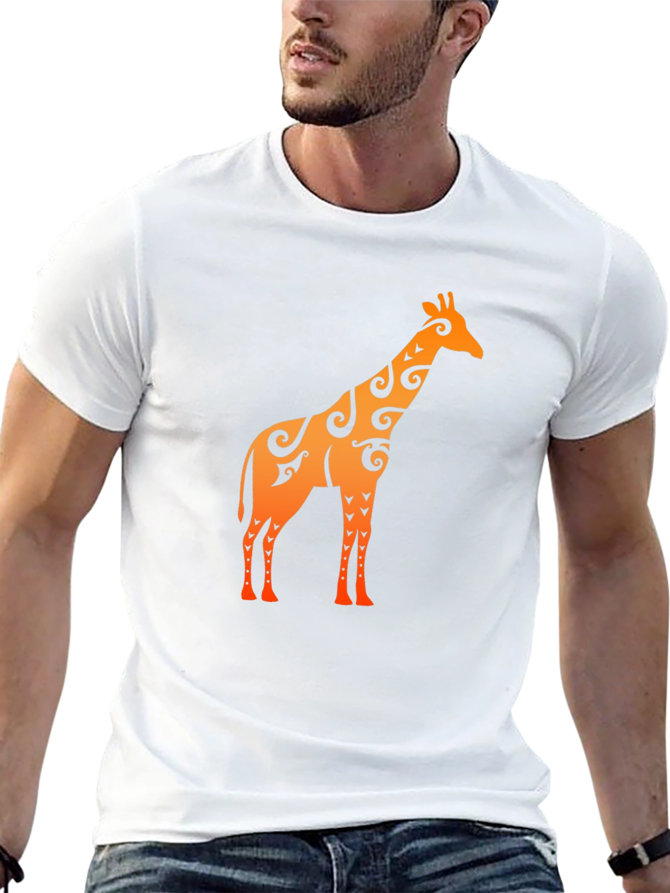 Black Tribal Giraffe Graphic T-Shirt view 13