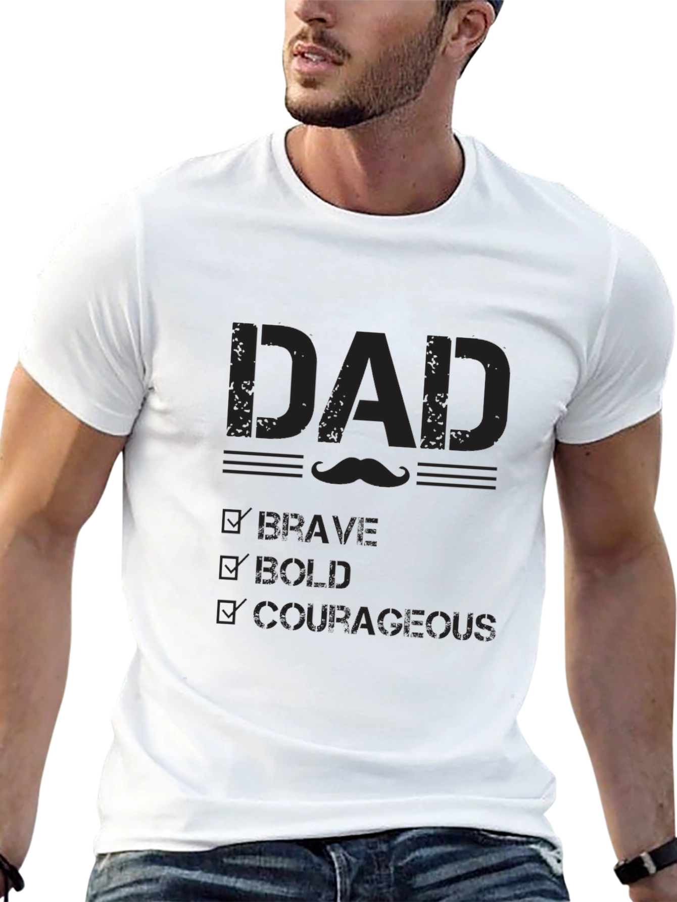 Black Dad Brave Bold Courageous Graphic Tee - Black view 13
