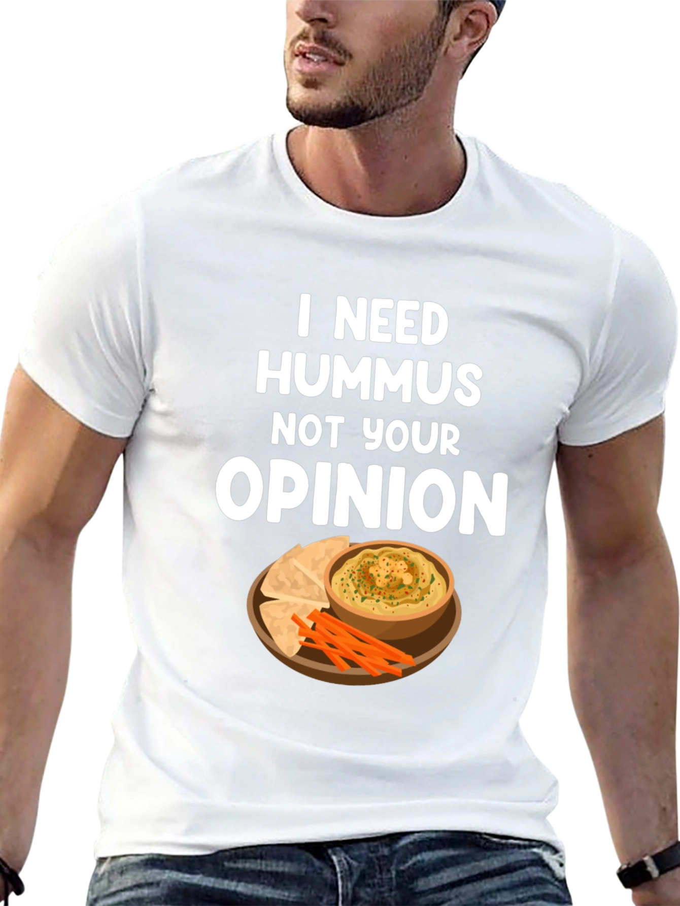 Black Hummus Lover T-Shirt - I Need Hummus, Not Your Opinion view 13